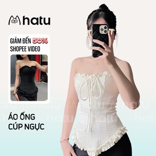 Áo ống cúp ngực kiểu viền bèo có dây buộc cổ, áo cúp ngực ôm body xinh xắn gợi cảm hot trend Ullzang