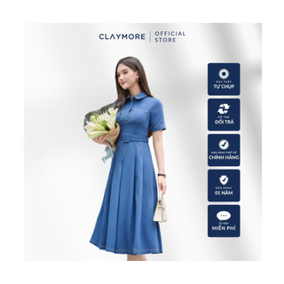 Claymore_Đầm denim cổ đức xếp ly_CDX1S4F02646