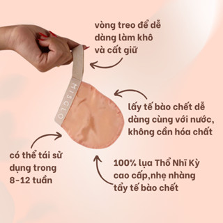   Dành Cho Da Mặt  Găng Tay Tẩy Da Chết Cao Cấp MISGLO Chính Hãng Turkish Raw Cocoon Silk 100% 