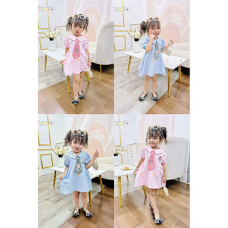 Váy bé gái - đầm sơ mi thêu thỏ 2 màu phong cách mùa hè 8-18kg