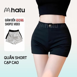 Quần đùi biker cạp cao ôm sát co dãn, quần short dance lưng cao nữ có cúc cài chất Umi mịn siêu đẹp