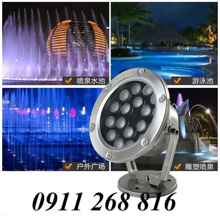 Đèn LED âm nước dạng có đế 18W 24VAC Trang trí đài phun nước, hồ bơi, bể tiểu cảnh hòn non bộ sân vườn công viên