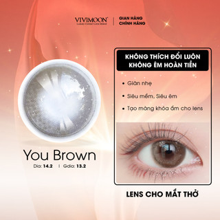 Lens cận nâu xám vân nhũ cho mắt thở You Brown Vivimoon