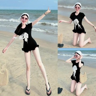 Jumpsuit nữ ngắn tăm lạnh cổ trong tay ngắn phối nơ trắng trước ngực Sam Closet Phù Hợp Để Tới Công Sở, Đi Làm Hoặc Đi