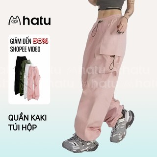 Quần Kaki túi hộp nữ, quần dây rút lưng chun cạp cao cá tính freestyle Y2K, Douyin, Hàn Quốc