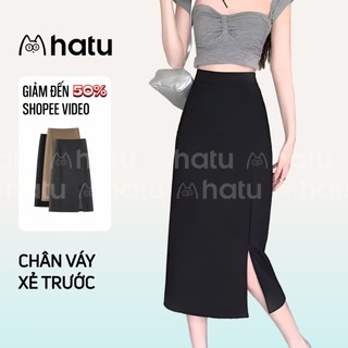 Chân Váy Chữ A Suông Dài Xẻ Tà Trước, Chân Váy Midi Cạp Cao Công Sở Hot Trend Douyin Hàn Quốc