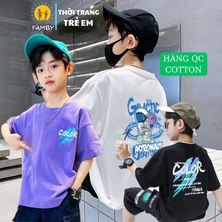 Áo phông size đại bé trai form rộng 20-47kg FAMBY áo thun mùa hè trẻ em thời trang 2024