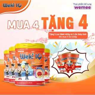 Sữa Non WEKI IQ 650g - Mua 4 Tặng 4 (3 Lon 400g + 1 Ly) Phát Triển Trí Não, Mắt, Bổ Sung Dinh Dưỡng Cho Bé Trên 3 Tuổi