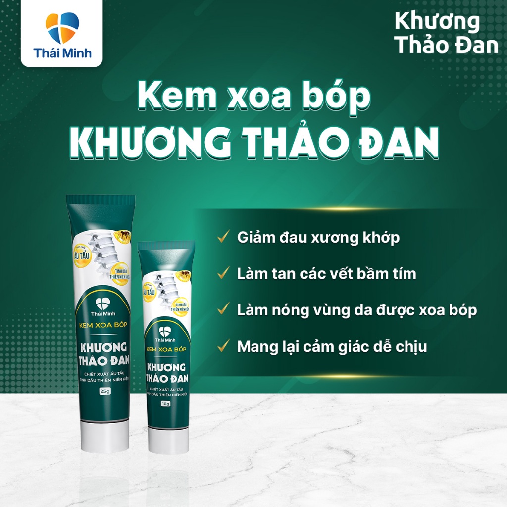 Kem Xoa Bóp Xương Khớp Khương Thảo Đan Thái Minh - Hỗ Trợ Giảm Đau Xương Khớp - Giảm Bầm Tím - Thư Giãn - Tuýp 10 - 25g
