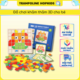 Đồ Chơi Xếp Hình Mosaic Puzzle 120 Miếng Gỗ 3D Hopkids – Phát Triển Tư Duy, Học Màu Sắc, Hình Khối Montessori Cho Bé