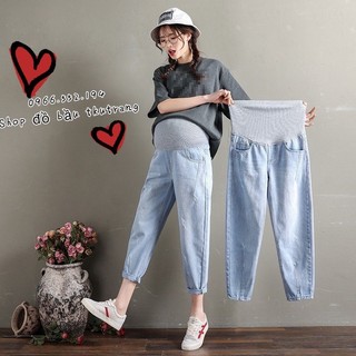 Quần jean bầu hàng cào đẹp thời trang