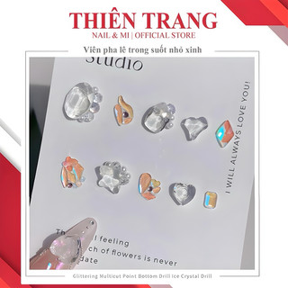 Set đá khối trong suốt 50 viên - Đá khối pha lê thuỷ tinh mix mẫu trong suốt trang trí nail