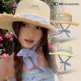  Mũ Cói Mềm Nơ Caro Xanh Xinh Xắn JMC12 MC Accessories Nói Cói Đi Biển Phong Cách Mũ Nữ Vintage Đóng Hộp To Giữ Form 