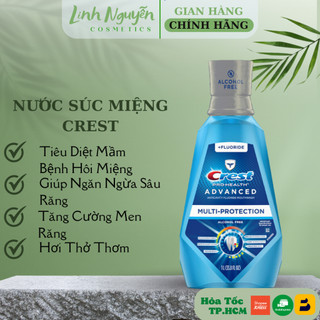 Nước súc Miệng Crest PRO Health Multi Protection Clean Mint 1 lit của Mỹ ( Màu Xanh )