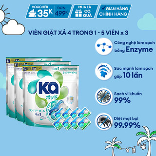 Combo 3 Túi Viên Giặt Xả Đa Năng 4 Trong 1 Ka pod Universal (5 Viên/ Túi)