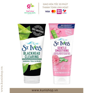 Sữa rửa mặt tẩy tế bào chết St.Ivest Blackhead Clearing Greentea .