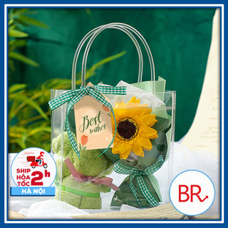  Túi xách nhựa PVC trong suốt đựng hoa 20 10 hộp quà bình nước -Túi nhựa trong suốt dẻo nhiều size đa năng 02267 