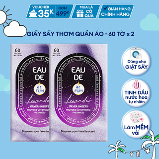 Combo 2 Giấy Thơm Arfum Dùng Cho Máy Sấy Làm Mềm Vải Và Chống Tĩnh Điện , Khử Mùi Tủ Giày, Tủ Quần Áo (60 Tờ/ Hộp)