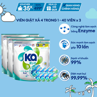 Combo 3 Túi Viên Giặt Xả Đa Năng 4 Trong 1 Ka pod Universal (40 viên/ Túi)