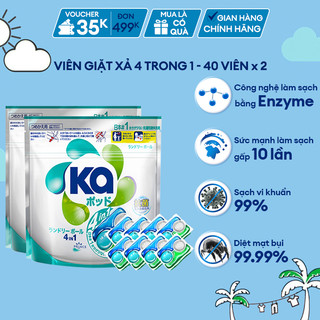 Combo 2 Túi Viên Giặt Xả Đa Năng 4 Trong 1 Ka pod Universal (40 Viên/ Túi)
