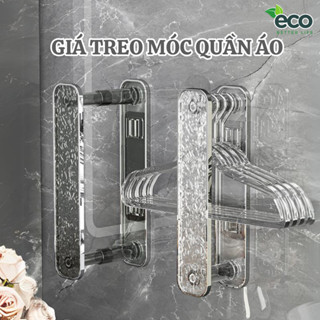 Giá treo móc quần áo dán tường ECO đa năng điều chỉnh được kích thước tiện dụng tặng kèm miếng dán