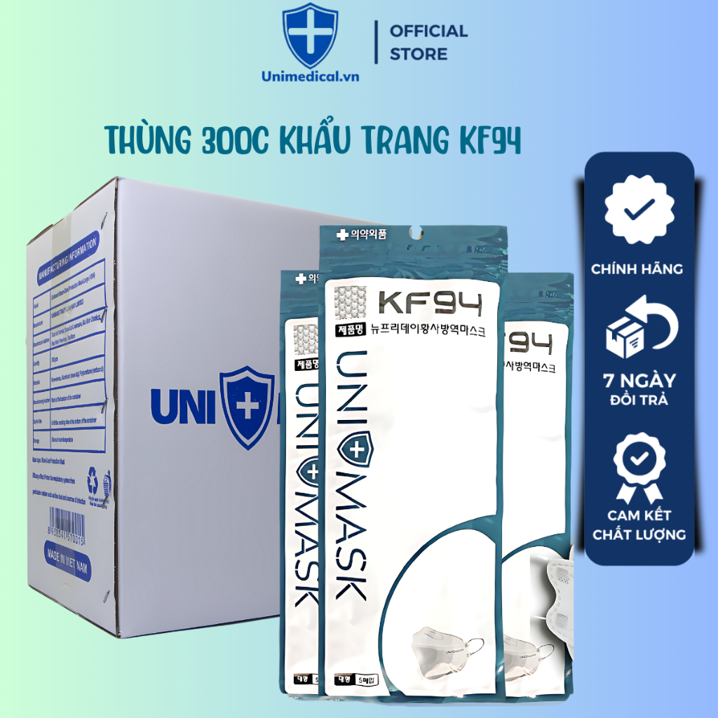 Thùng 300C Khẩu Trang 4 Lớp Kf94 Unimask , Khẩu Trang Kf94, Khẩu Trang Chống Tia Uv Unimedical