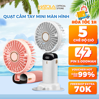 Quạt mini cầm tay tích điện N15 màn hình LED di động có thể gập lại dung lượng lớn Hatola
