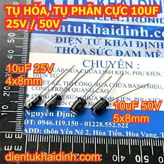 50 con Tụ hóa tụ điện phân cực chân dài 10uF 25V 50V 100V 250V 400V kde1787