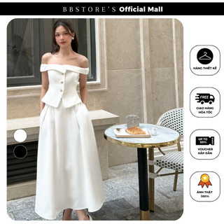 Set bộ dự tiệc áo peplum trễ vai phối chân váy dài xòe bbstore's - k3510