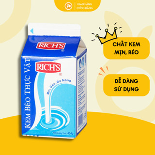 Kem béo thực vật Rich lùn hộp 454gr, nguyên liệu pha chế các món trà sữa, đá xay, trà sữa