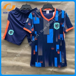 Quần Áo Đá Bóng Đội Tuyển Hà Lan Màu Xanh Đen Mùa Giải 24/25 - Vải Thun Lạnh Cao Cấp