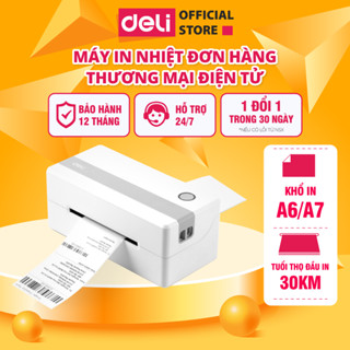 Máy In Nhiệt DELI Khổ A6 A7 Kết Nối Máy Tính Điện Thoại In Đơn Hàng TMĐT Tem Phiếu Nhãn Dán Minicode