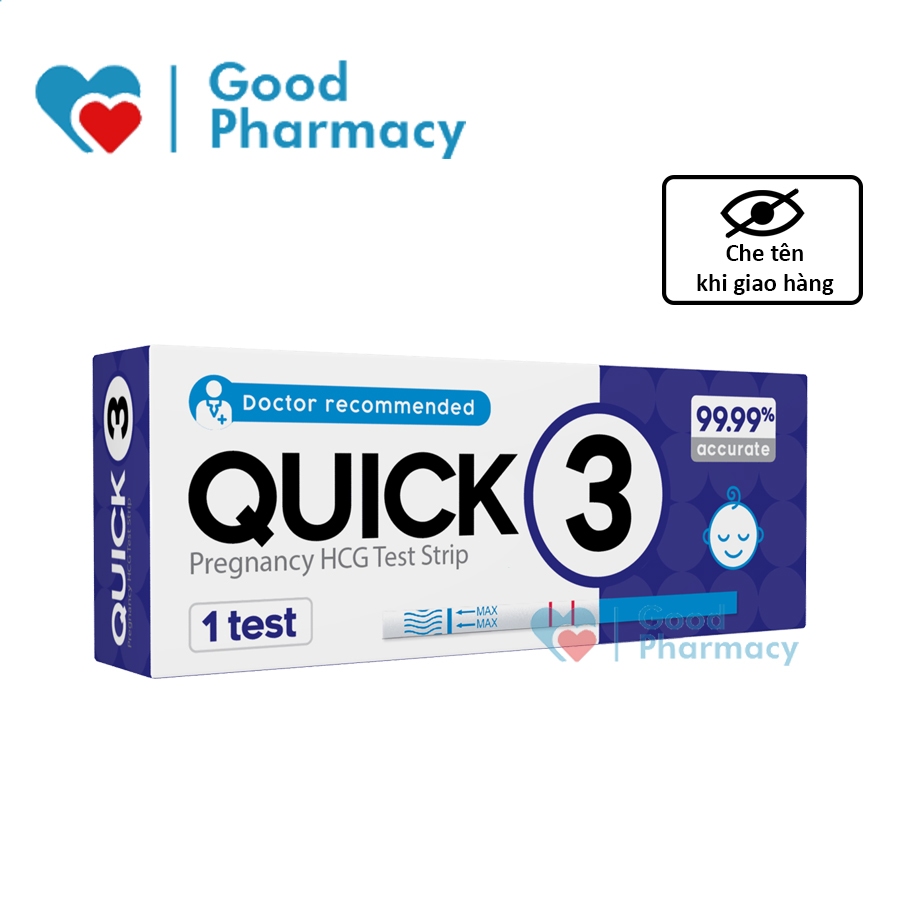 Que thử thai Quick 3 Pregnancy HCG test strip - Dụng cụ test phát hiện thai sớm, nhanh chóng, chính 