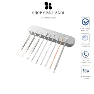 [SPA HN] Bộ Nhíp Cây Gắp Mụn 9 Món BẰNG Thép Ko Rỉ Cao Cấp / Cây Nặn Mụn Hộp sắt Mới