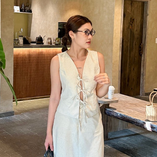 Áo gile nữ sát nách cột dây vải linen tưng cao cấp siêu mát mùa hè Noiree MA281