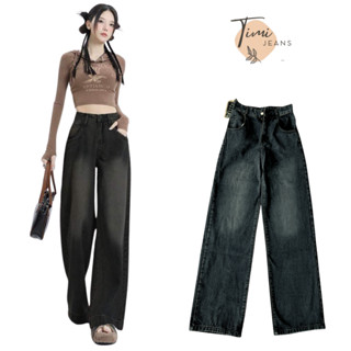 Quần Jeans Nữ Ống Suông Cạp Cao, Quần Bò Jeans Đen Khói Lưng Cao Tôn Dáng - TIMI JEANS (ĐK)