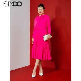 Chân váy hồng xếp ly sixdo