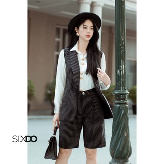 Quần sooc kẻ nền đen sixdo