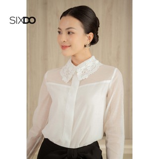 Áo tơ organza cổ ren sixdo