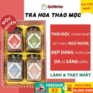 Trà hoa thảo mộc, hoa cúc, hồng, nhài, đậu biếc sấy khô thanh nhiệt, giảm cân, ngủ ngon QUÊ MỘT CỤC 50g (handmade))