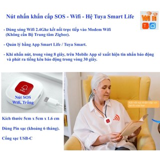 Nút ngữ cảnh sos , wifi, zigbee, app smart life / tuya smart / home assistant -