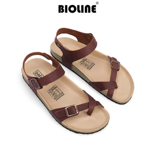 DK14 - Sandal Birken Đế Trấu BIOLINE Official Thiết Kế Unisex Quai Xỏ Ngón Da Bò Lót Chống Nước