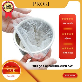 Túi Lọc Rác Bồn Rửa Chén Bát Proki- Giữ Bếp Sạch Sẽ, Thoát Nước Nhanh - 100 Chiếc/Gói