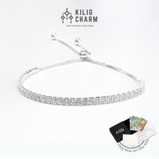 Vòng tay nữ bạc s925 đính đá trắng lấp lánh, lắc tay kiểu dây rút cá tính KC49 - KILIG CHARM
