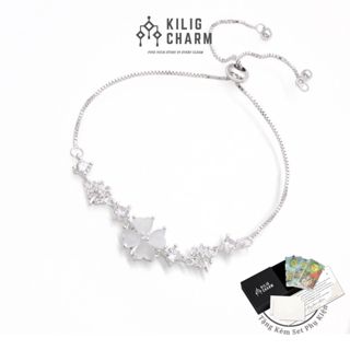 Lắc tay bạc nữ s925 mặt hoa đính đá cá tính trang sức bạc KILIG CHARM - KC50