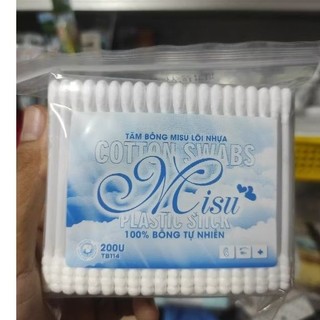 Tăm bông Misu lõi nhựa gói 200 cái (tăm bông người lớn)