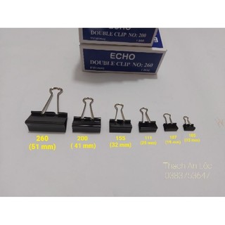 Hộp kẹp bướm đen echo, kẹp giấy echo đủ kích cỡ 15mm-41mm