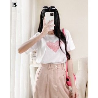 Áo thun nữ Twentyfive cổ tròn in hình trái tim Maison de only 5999