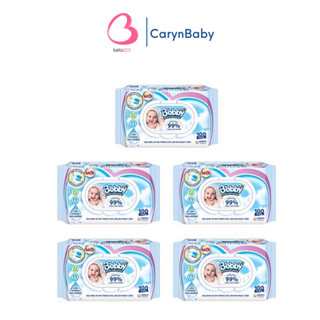 SET 5 GÓI Khăn Giấy Ướt Bobby Không Hương Gói 100 tờ