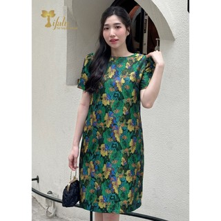 (SALE lẻ size) Đầm suông dự tiệc TIFALU gấm taffeta 3D xanh - ZOL322RGN